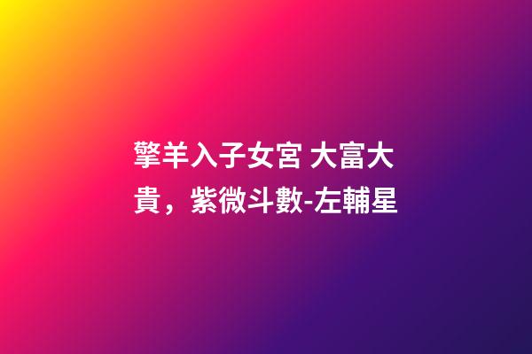 擎羊入子女宮 大富大貴，紫微斗數-左輔星-第1張-觀點-玄機派